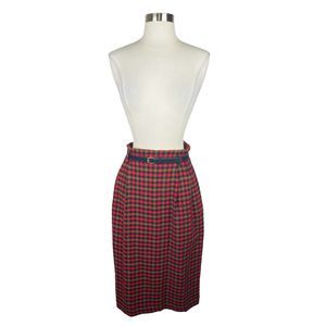 Vintage Jennifer Moore Classifications Belted Plaid Wool Skirt
